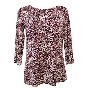 Tommy Hilfiger Cheetah Blouse Top Women's XS Red Navy Blue‎ White Stretch NEW